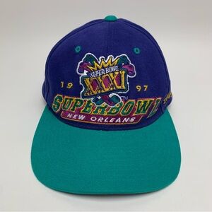 Vintage Starter Hat Super Bowl XXXI New Orleans 1997 Patriots Packers SnapBack